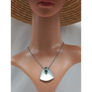 Alexis BITTAR Spectacular! Pendant Necklace Lucite with Green Crystals